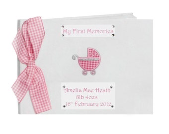 Personalised New Baby Girl Memory Book