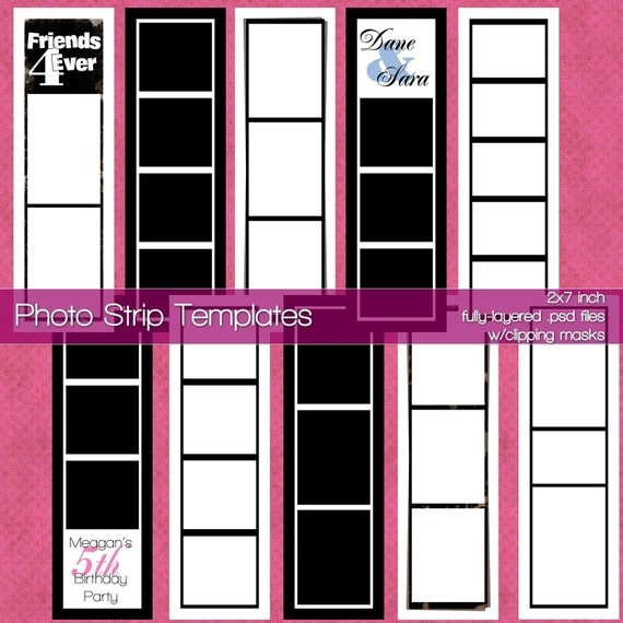 Items similar to Classic Photo Strip Templates for Photographers ...