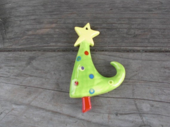 whimsical ceramic neon christmas tree ornament whimsical ceramic neon christmas tree ornament