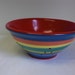 Bright Rainbow Colors Striped Ceramic Berry Bowl with Red Interior
