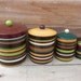 Earth Tones Striped Ceramic Canister Set with Rubber Seals - Natural Shades of Gold, Brown, Plum, Green