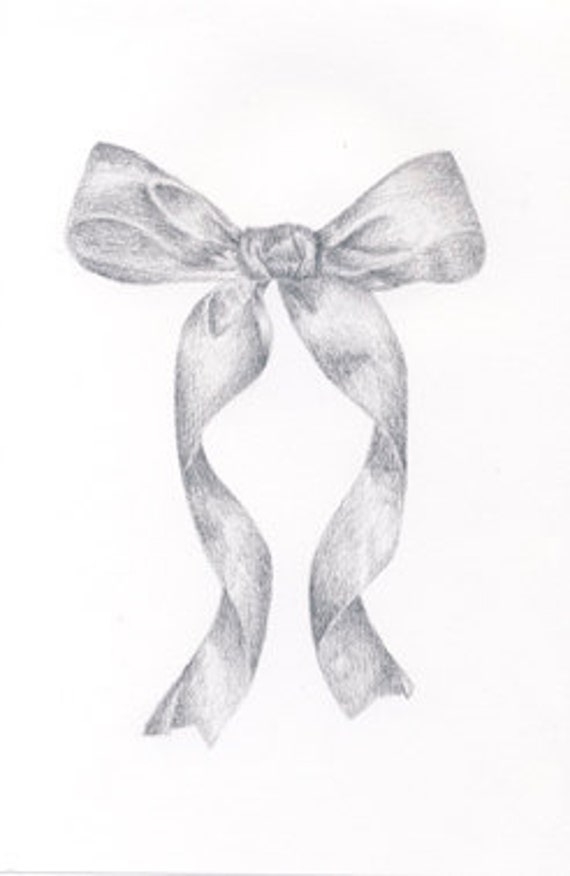 Items similar to Original Pencil Ribbon Bow drawing on Etsy