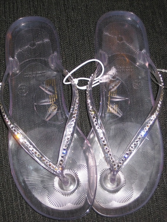 jelly flip flops with rhinestones