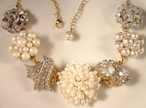 Vintage Couture Crystal & Vanilla Ivory Pearl by AmoreTreasure