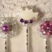 Vintage Purples Pearl & Rhinestone Bridal Hair Pins - Silver Plated Heirloom Jeweled Hair Clips Set of 3