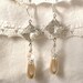 Vintage Art Deco Champagne Pearl & Crystal Silver Bridal Dangle Earrings