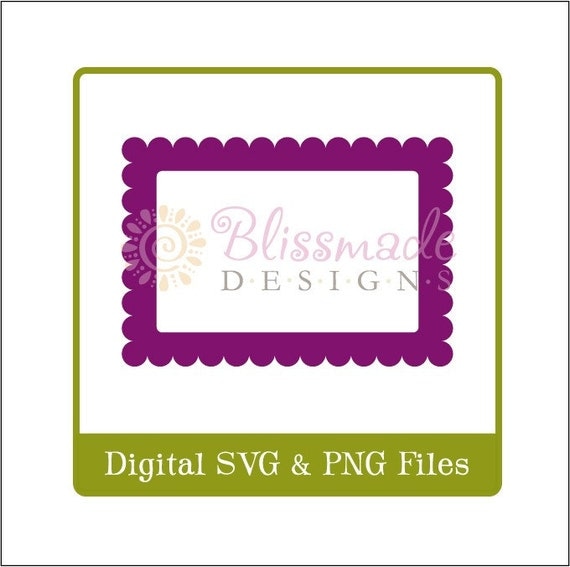 Download Items similar to Rectangle Scalloped Frame 4 - Digital SVG ...
