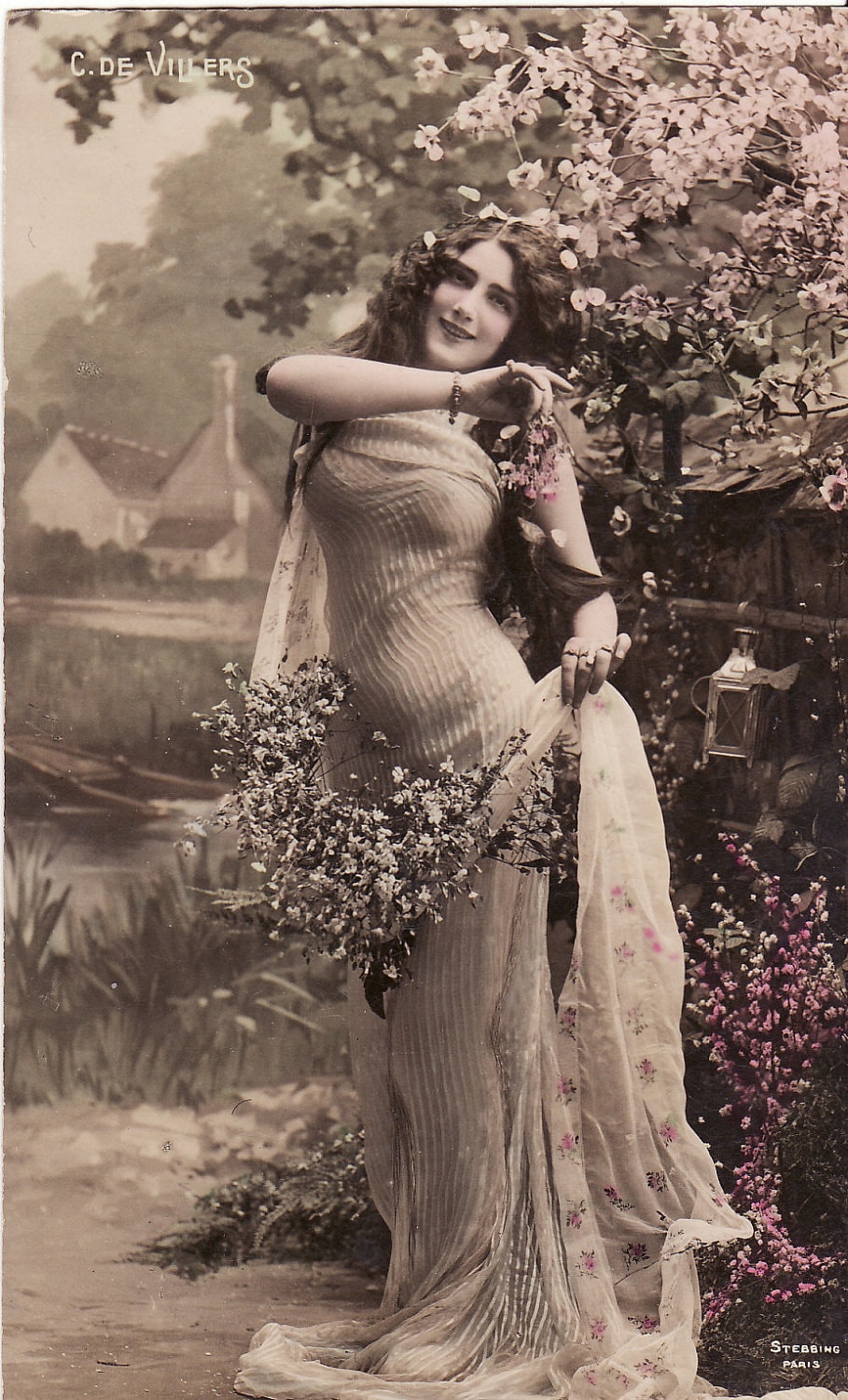 Early 1900sbeautiful Edwardian Ladyflowersoriginal 8335
