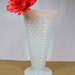 Vintage Hobnail Vase Ruffled Tall Milk Glass