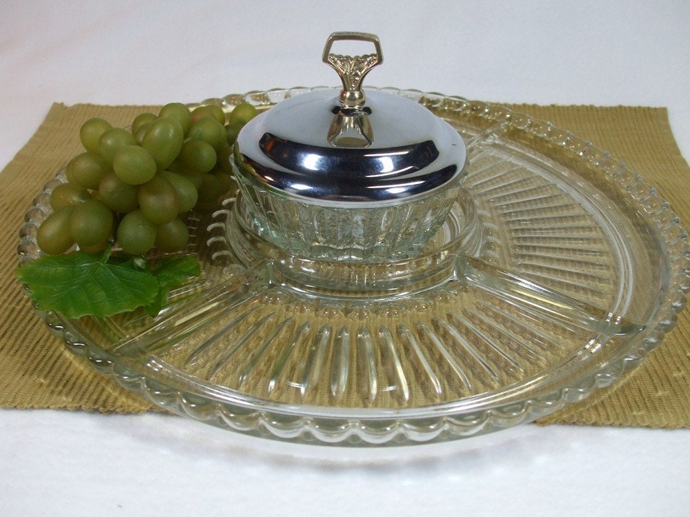 Vintage Crystal and Silver Serving Dish by trappedintheattic