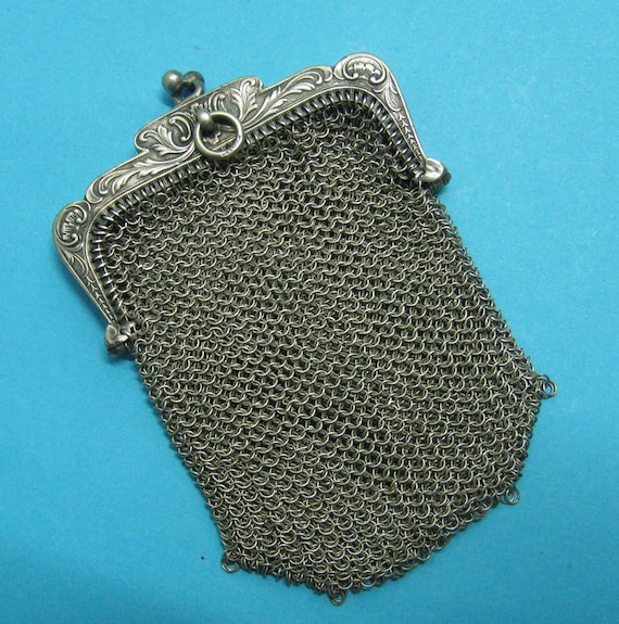 antique SILVER chain MAIL chatelaine PURSE by ANTIQUEfromFRANCE