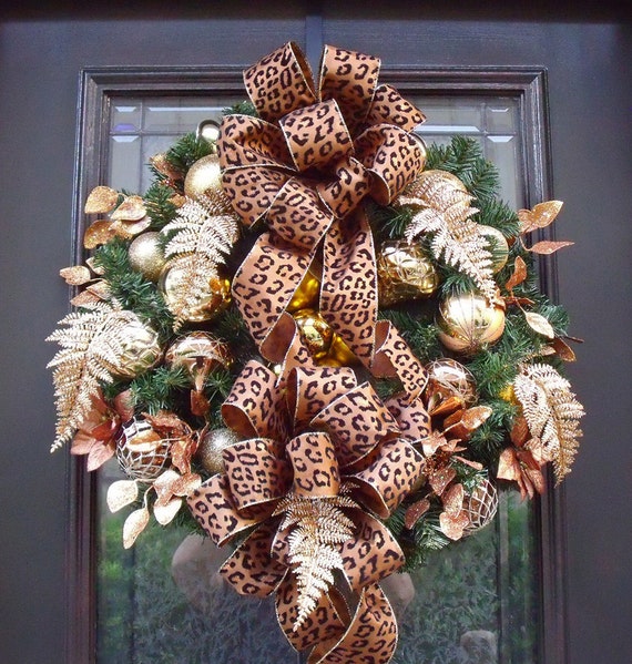 leopard wreath flirty fern gold copper winter door wreath leopard wreath flirty fern gold copper winter door wreath