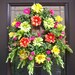 Spring Wreaths Summer Wreath Front Door Wreath Colorful Wall Floral Arrangement Sunny Days