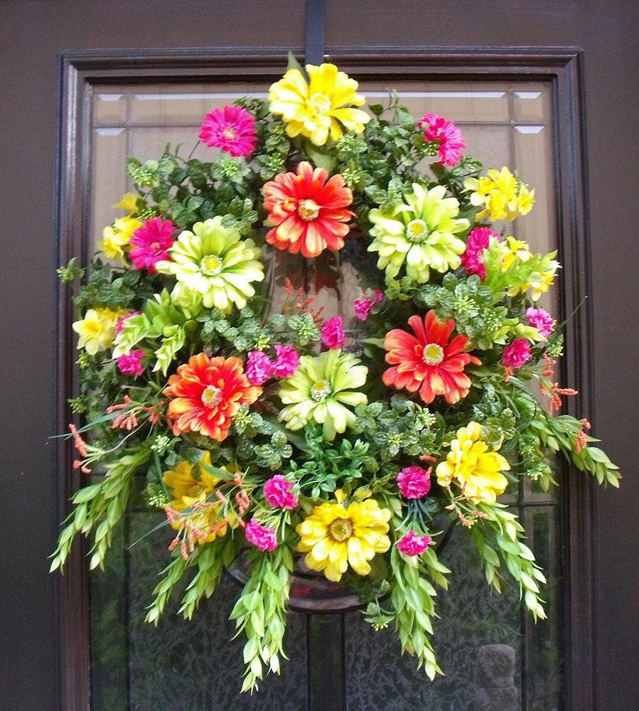 Spring Wreaths Summer Wreath Front Door Wreath Colorful Wall