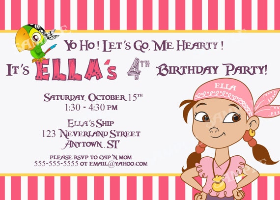 Izzy Pirate Party Invitations 1