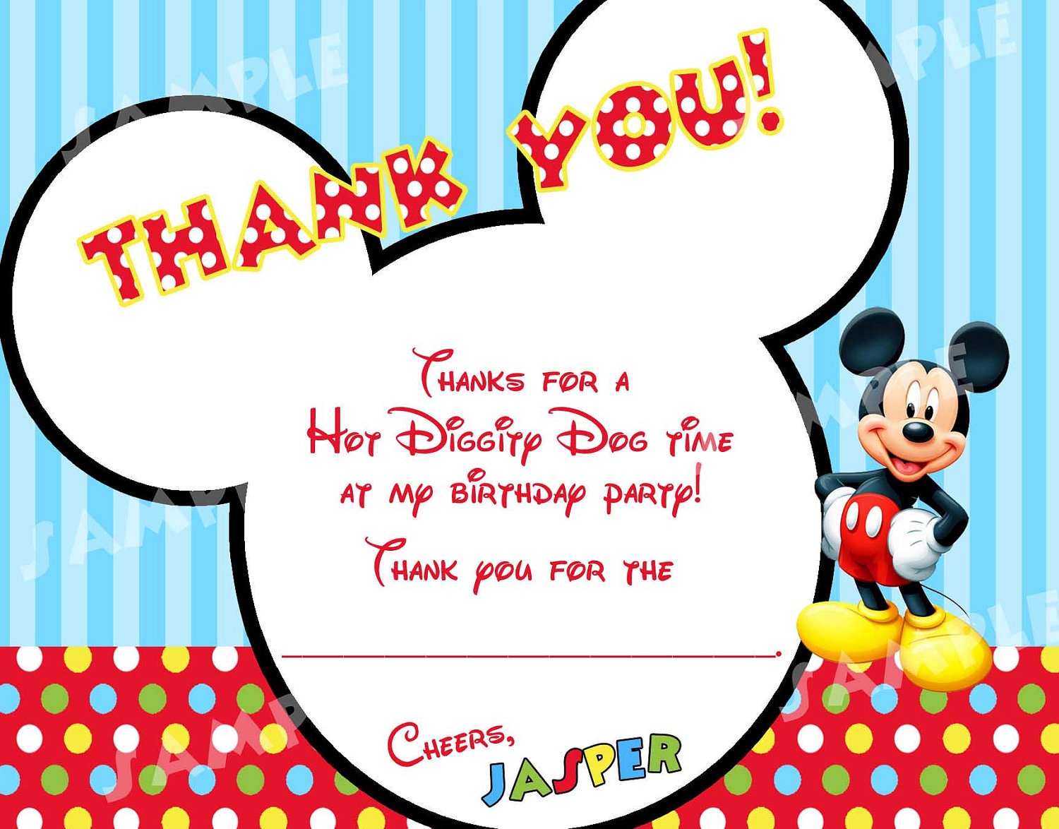 printable mickey mouse thank you cards digital mickey mouse - printable ...