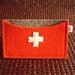 Swiss cross ID Credit card Business card case holder handmade grey orange red deluxe eco friendly Wool Felt avant garde