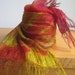 HAND DYED Silk/ linen SCARF green/red