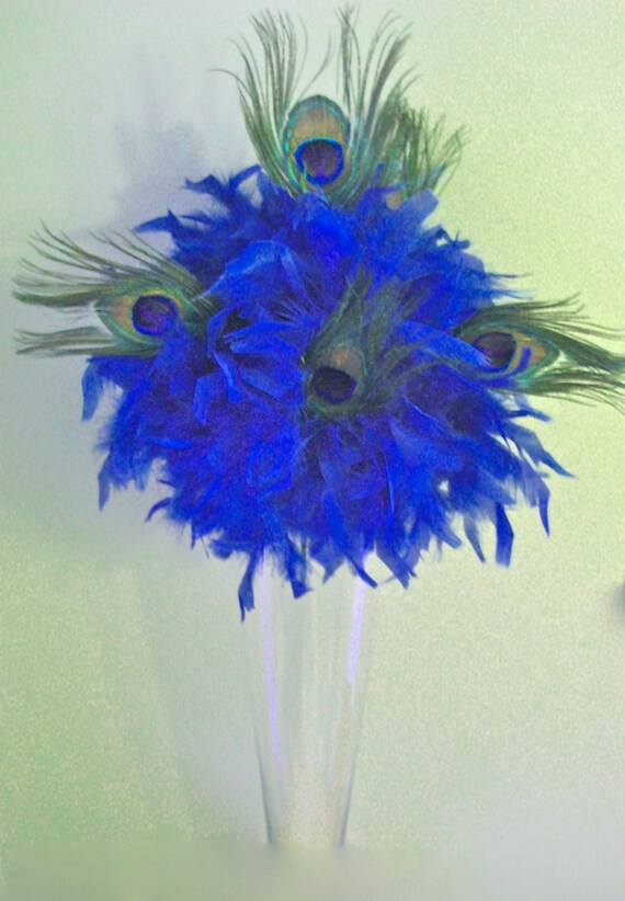 Peacock feather vase topper centerpiece
