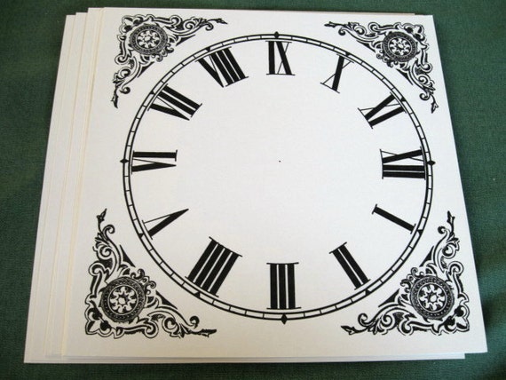 10 Vintage Clock Face Fancy Roman Numerals Tick Tock