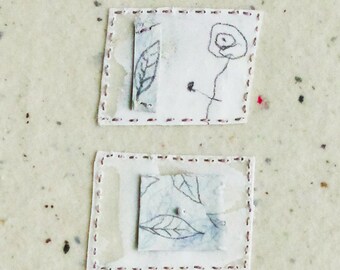 Hand-Stitched Collage Drawing on Handmade Paper / Fragments no.1