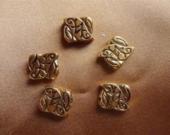 SALE!!!! Bead, Antiqued Gold Plated, Pewter, 10x9mm ,Rectangle Leaf, Pkg Of 4 SALE!!!!