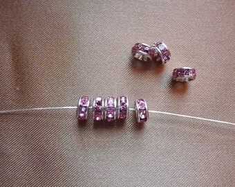 SALE!! Bead, Swarovski crystal and silver-plated brass, Crystal Passions, rose, 6mm rondelle, Pkg Of 4 SALE!!