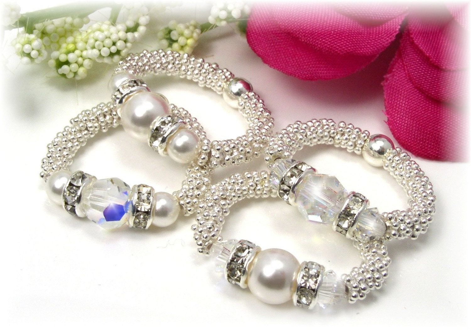 Swarovski Crystal Stretch Ring Birthstone Ring Sterling Silver