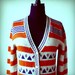Orange and navy blue striped cardigan sweater, Act III, medium, womens - Vintage clothing by KitschWear on Etsy