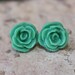 Rose Earrings - 12mm DARLING Emerald Green Earrings . . . Buy 3 Get 1 FREE . . . Nickel Free, Jade Roses, Flower Earrings