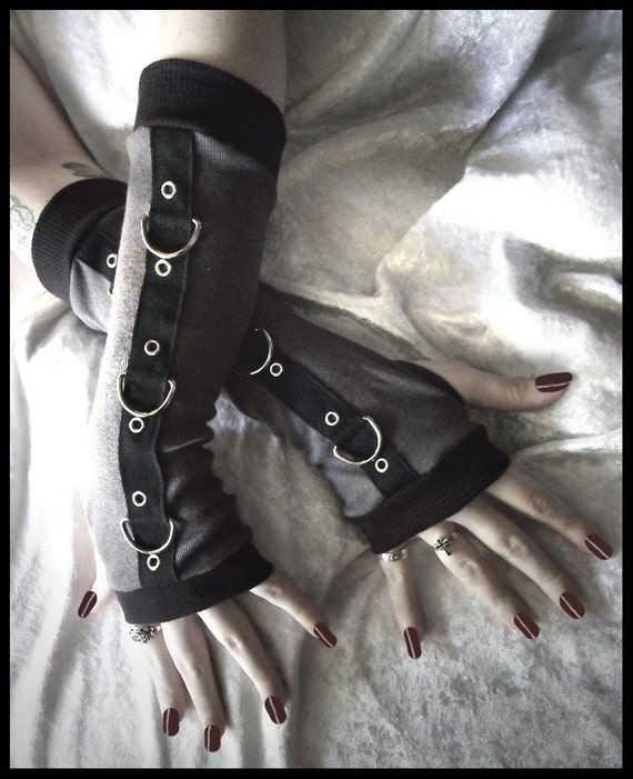Legion Gothic Unisex Bondage Arm Warmers in Charcoal Grey for