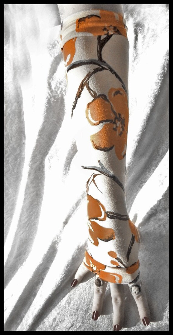 Orange Blossom Arm Warmers Cream Sumi Style Floral