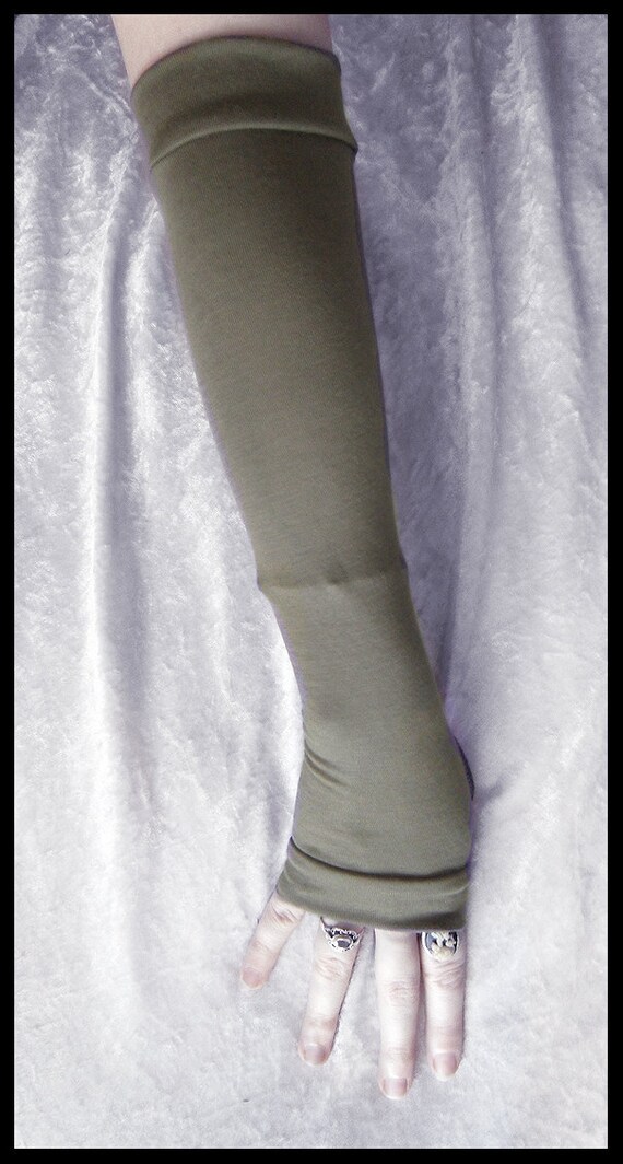 Olive Juice Arm Warmers Soft Dark Grenade Green Cotton