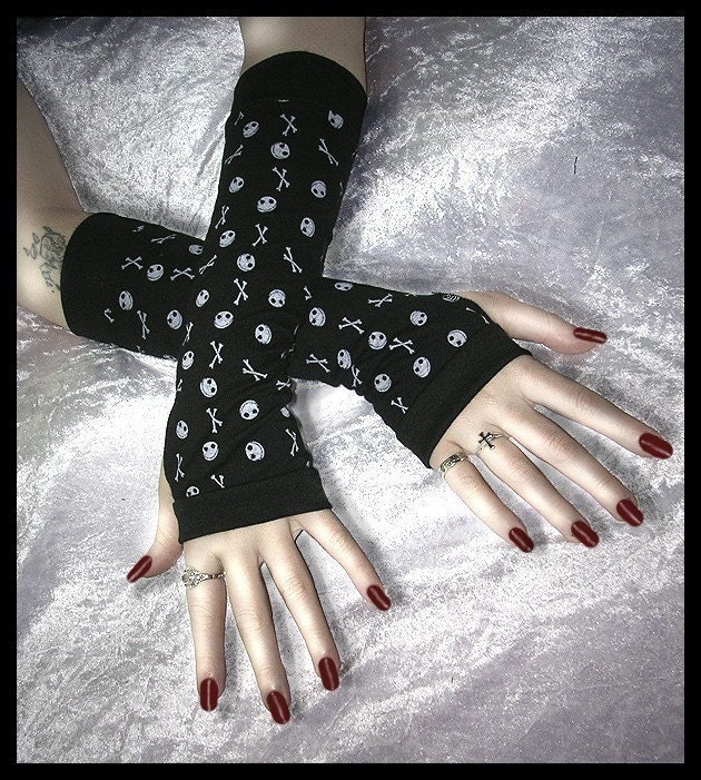 Jack's Lament Skellington Skull Arm Warmers for Gothic