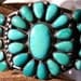 Old Pawn Native American sterling silver and turquoise cluster cuff bracelet