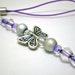 Butterfly Cell Charm or Zipper Pull in Purple/Silver