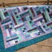 Handmade Quilt Teal and Purple Batik , Quilted Throw, Patchwork Quilt