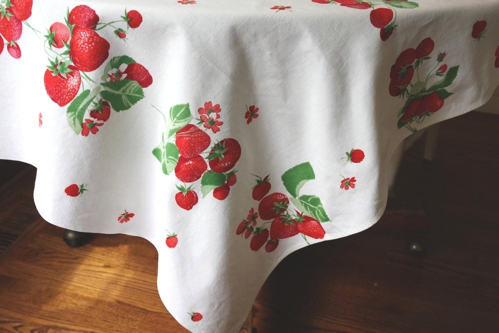 Vintage Strawberry Tablecloth