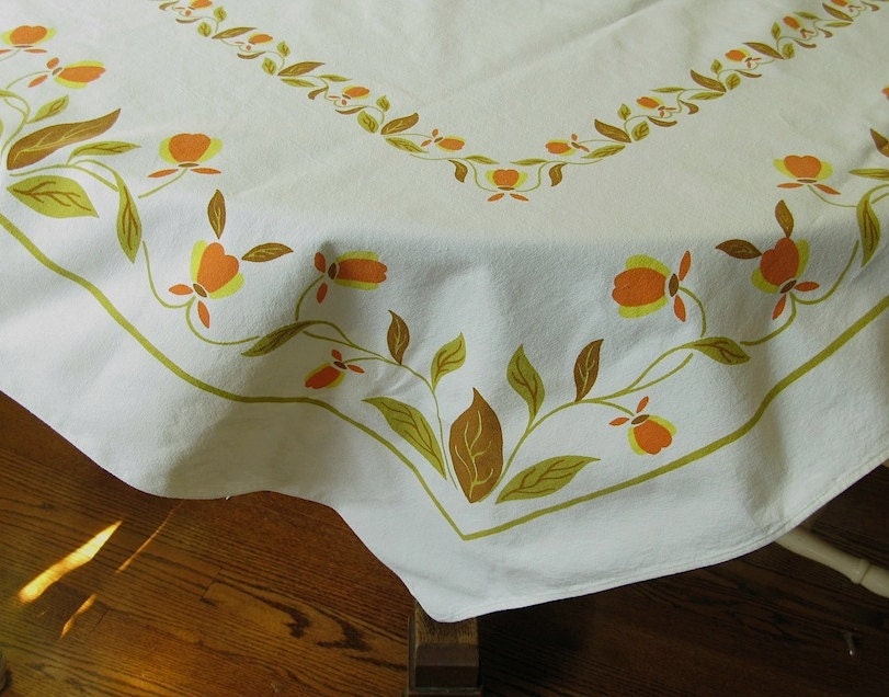 Jewel Tea Autumn Leaves Tablecloth by Startex