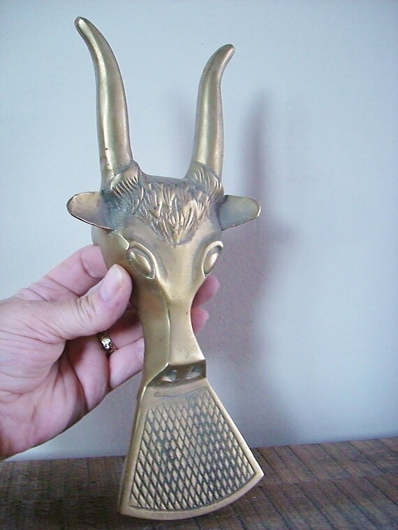 Vintage Brass Longhorn Boot Jack