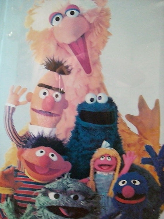 Vintage Sesame Street Muppets Poster 1979-Framed by ObjetLuv