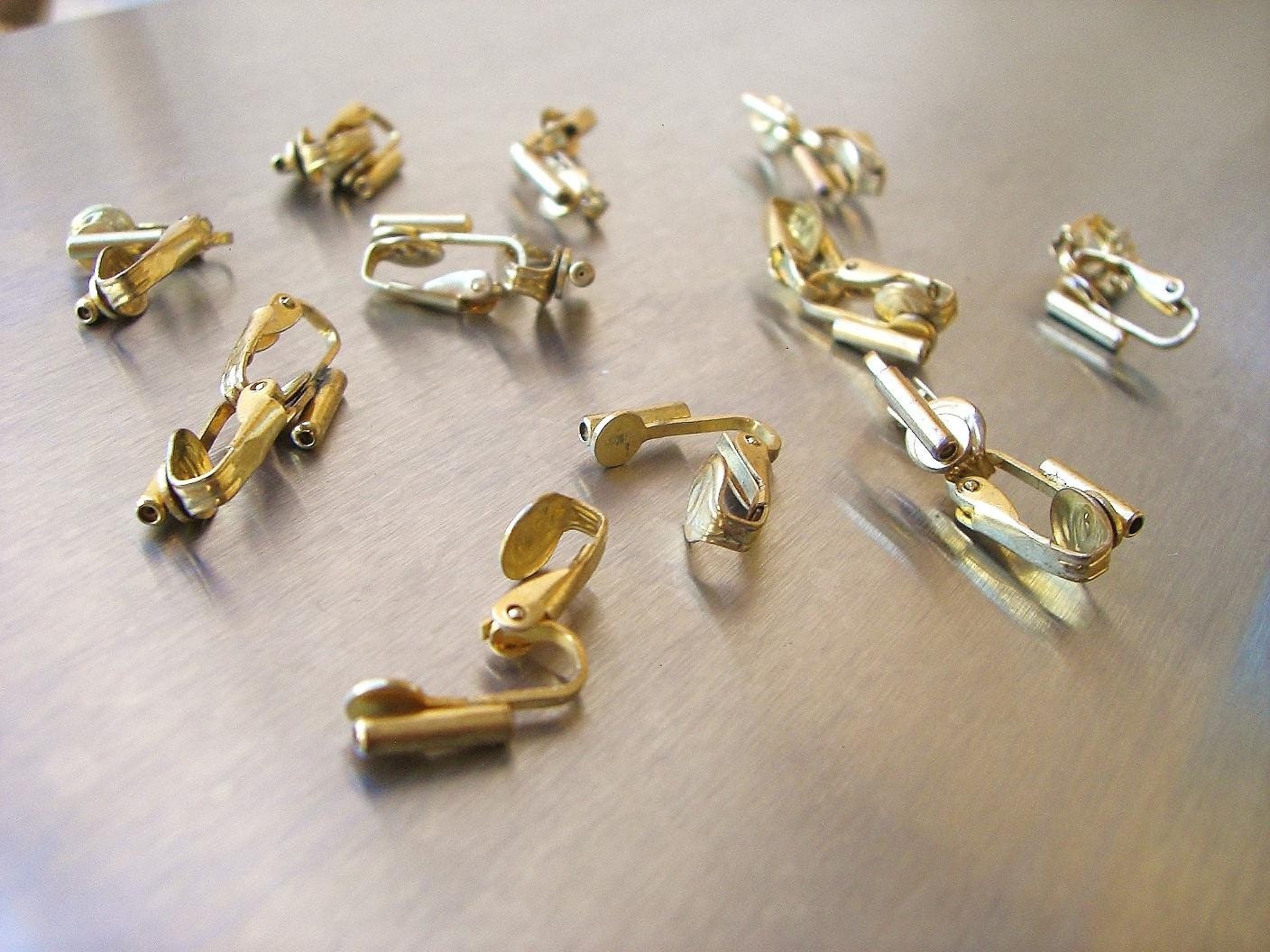 Gold Tone Earring Converters Pierced to clip On 10 pairs