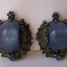 Chunky Blue Antique Clip Earrings