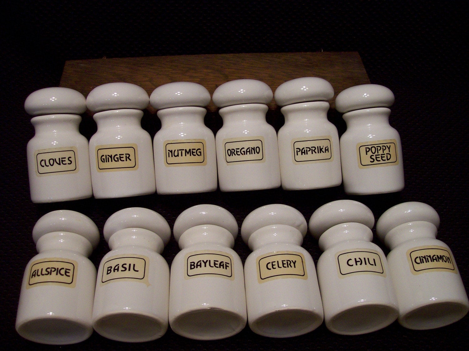 Vintage White Spice Jars with Lids by Irishcolleen01 on Etsy