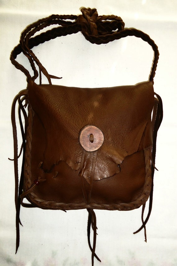 Leather possibles bag brown chocolate deerskin leather 2