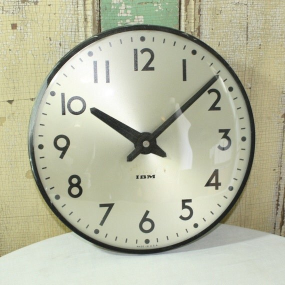 Vintage Industrial Wall Slave Clock IBM