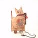 Cat Shelf Sitter, Primitive Cat, Shelf Sitter, Halloween, Orange Pumpkin, Vintage Quilt, Jingle Bell, Wooden Spools, thecattsuglybabies
