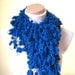READY TO SHIP - Cobalt Blue Curly Scarf, Long Neckwarmer, Cowl, Necktie - Cocoon, Mulberry, Pompom Yarn - Gift for Her