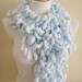 SALE-Scarf - Shiny Baby Blue Pom Pom Curly Long Scarf, Neckwarmer, Cowl, Necktie - Cocoon, Mulberry Yarn - GIFT for HER - Ready for Shipping