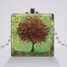 Glass Pendant Necklace - Jewelry - Wearable Art - Tree - Welcome Change (rustic green and burnt orange)